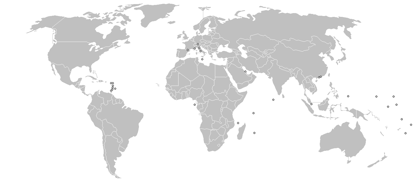 World map with national boundaries